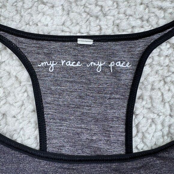 Lululemon Time To Sweat Tank My Race My Pace Heathered Black Gray - Picture 4 of 9